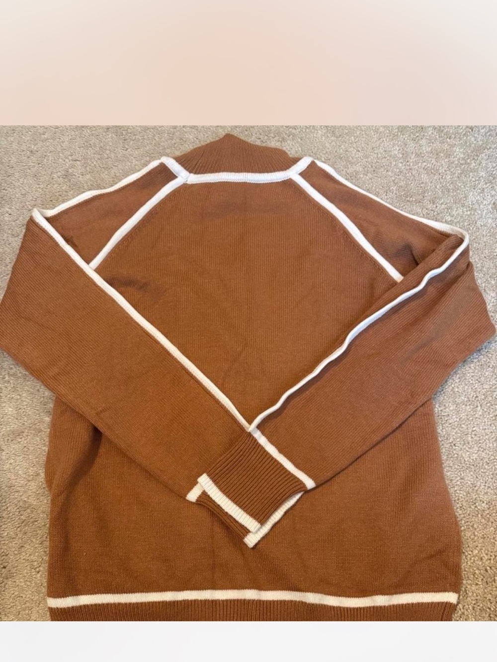 Women’s Brown Contrast-Trim Sweater